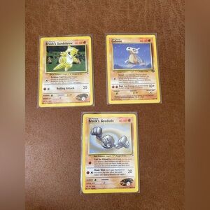 Vintage Pokémon Brock’s Sandshrew, Cubone and Brock’s Geodude cards